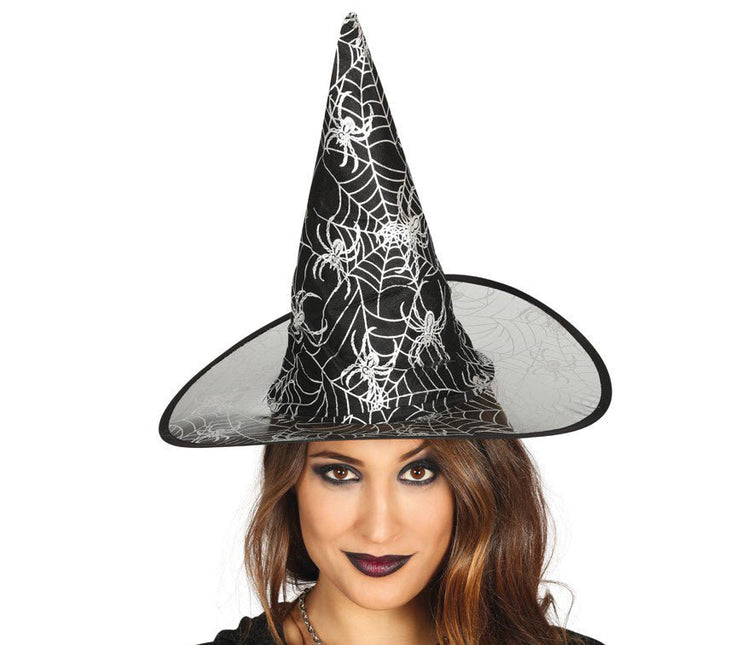 Halloween Heksenhoed Spinnenweb Zwart van Fiestas Guirca koop je bij Partywinkel