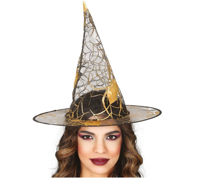 Halloween Heksenhoed Zwart Goud van Fiestas Guirca koop je bij Partywinkel