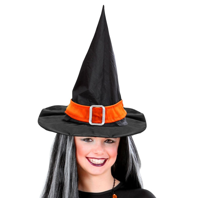 Halloween Heksenhoed Zwart Oranje van Widmann koop je bij Partywinkel