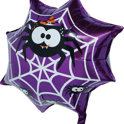 Halloween Helium Ballon Paars Spinnenweb Leeg 60cm van Fiestas Guirca koop je bij Partywinkel