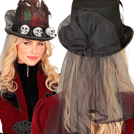 Halloween Hoed Hoog Met Schedels van Widmann koop je bij Partywinkel