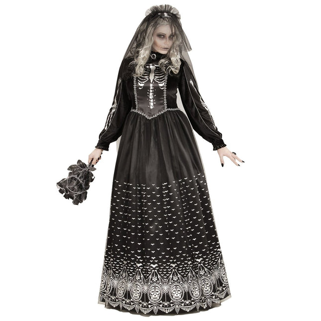 Halloween Jurk Dames Bruid Skelet van Widmann koop je bij Partywinkel