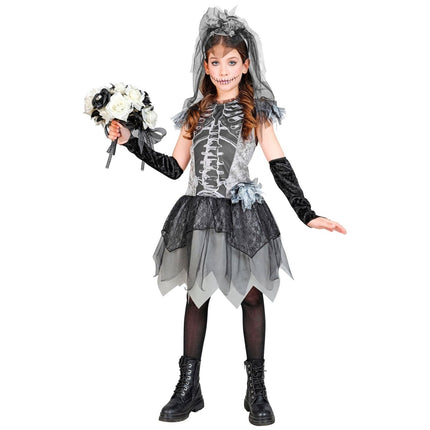 Halloween Jurk Meisje Skelet Bruidje van Widmann koop je bij Partywinkel