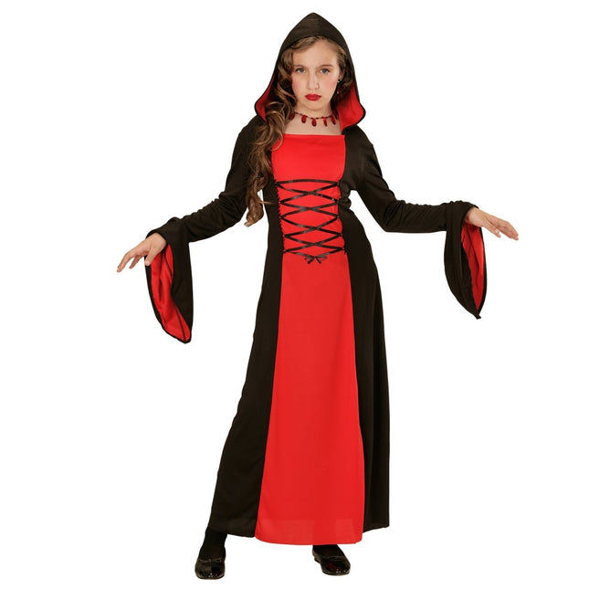 Halloween Jurk Rood Zwart Meisje Gotisch van Widmann koop je bij Partywinkel