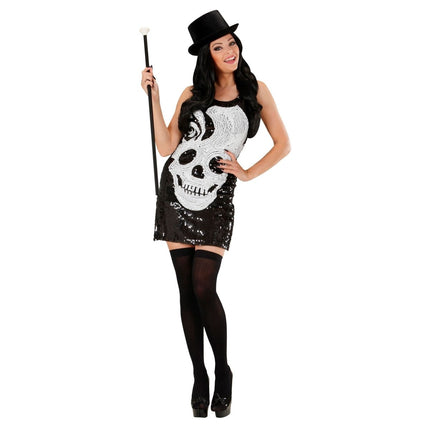 Halloween Jurk Schedel Pailletten van Widmann koop je bij Partywinkel