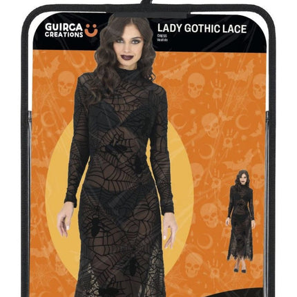 Halloween Jurk Zwart Dames Gothic Kant van Fiestas Guirca koop je bij Partywinkel