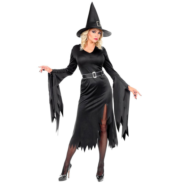 Halloween Jurk Zwart Dames Heks 3 delig van Widmann koop je bij Partywinkel