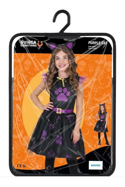 Halloween Jurk Zwart Kind Paarse Kat van Fiestas Guirca koop je bij Partywinkel