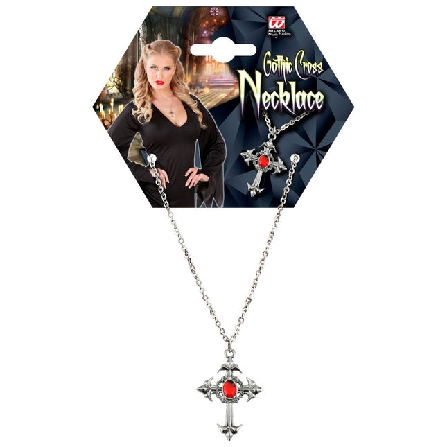 Halloween Ketting Kruis Met Steen van Widmann koop je bij Partywinkel