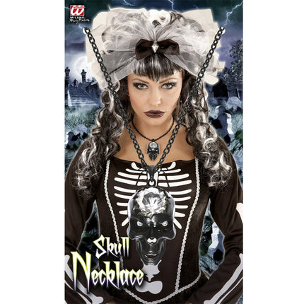 Halloween Ketting Schedel Met Edelsteen van Widmann koop je bij Partywinkel