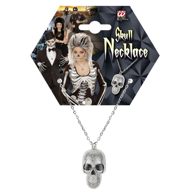 Halloween Ketting Zilver Doodshoofd van Widmann koop je bij Partywinkel