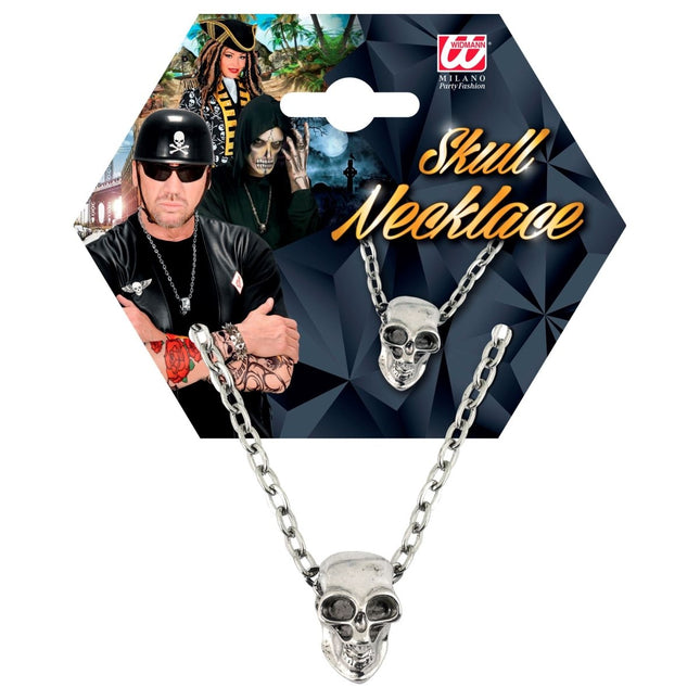 Halloween Ketting Zilver Schedel van Widmann koop je bij Partywinkel