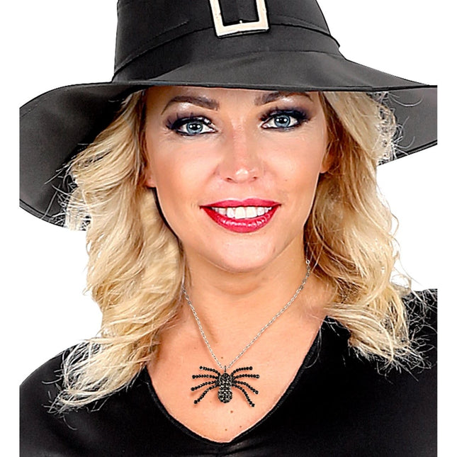 Halloween Ketting Zwart Spin Met Diamanten van Widmann koop je bij Partywinkel