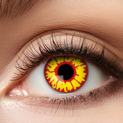 Halloween Kleurlenzen geel/rood van Partychimp koop je bij Partywinkel