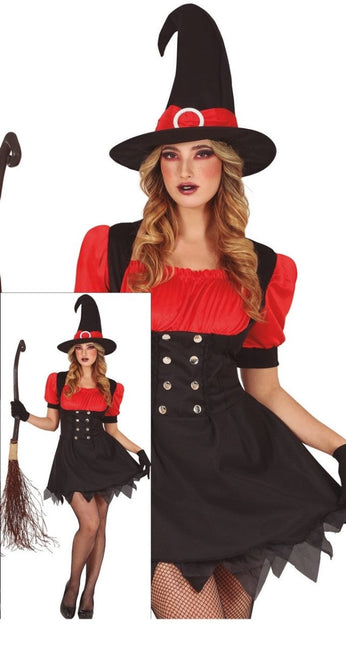 Halloween Kostuum Jurk Heks Zwart Rood Dames van Fiestas Guirca koop je bij Partywinkel