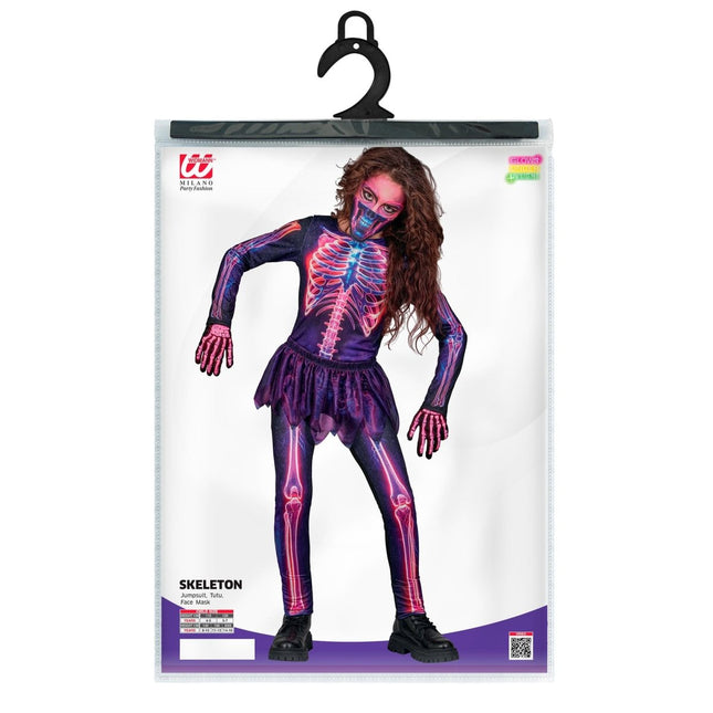 Halloween Kostuum Paars Kind Neon Skelet van Widmann koop je bij Partywinkel