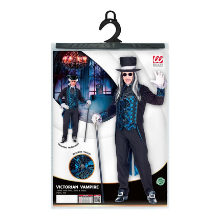 Halloween Kostuum Zwart Blauw Heren Vampier van Widmann koop je bij Partywinkel