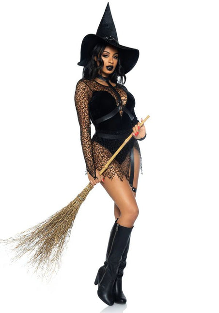 Halloween Kostuum Zwart Dames Bodysuit Tovenares Leg Avenue van Leg Avenue koop je bij Partywinkel