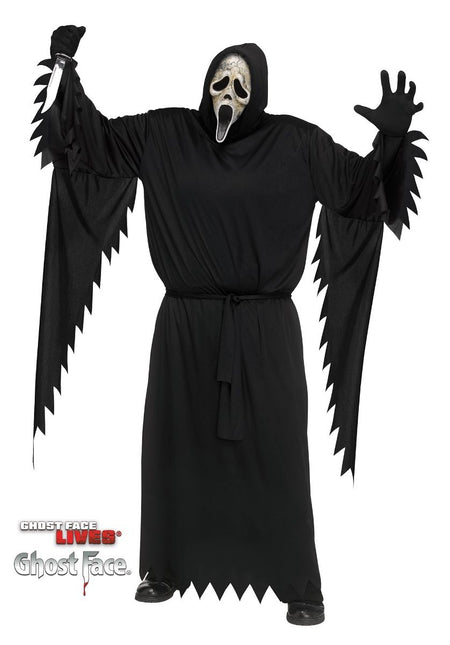 Halloween Kostuum Zwart Geest Face Aged van Ghostface koop je bij Partywinkel