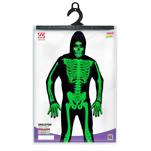 Halloween Kostuum Zwart Groen Heren Skelet 2 delig van Widmann koop je bij Partywinkel
