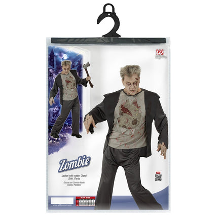 Halloween Kostuum Zwart Heren Zombie van Widmann koop je bij Partywinkel