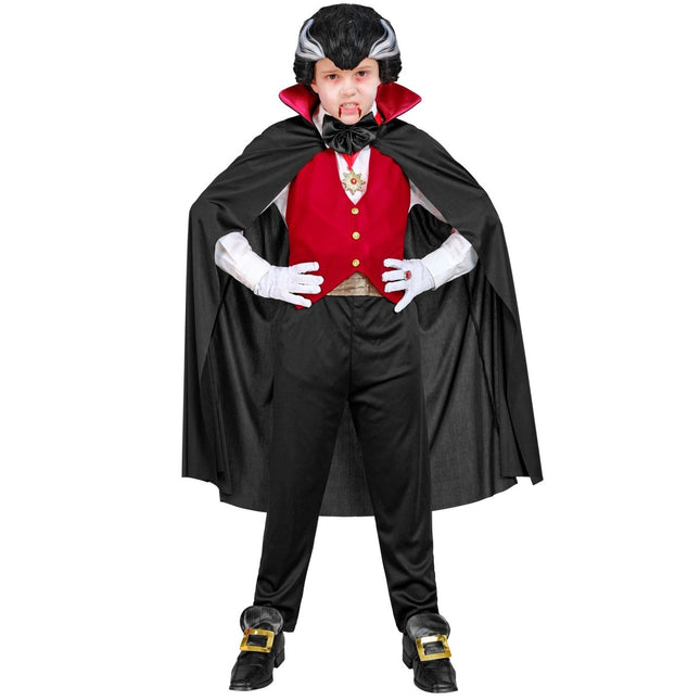 Halloween Kostuum Zwart Rood Kind Vampier 5 delig van Widmann koop je bij Partywinkel