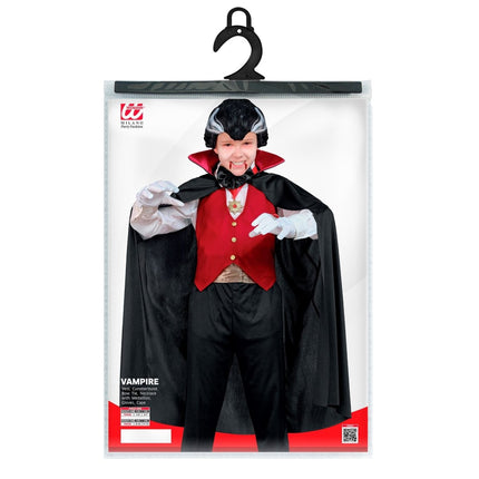Halloween Kostuum Zwart Rood Kind Vampier 5 delig van Widmann koop je bij Partywinkel