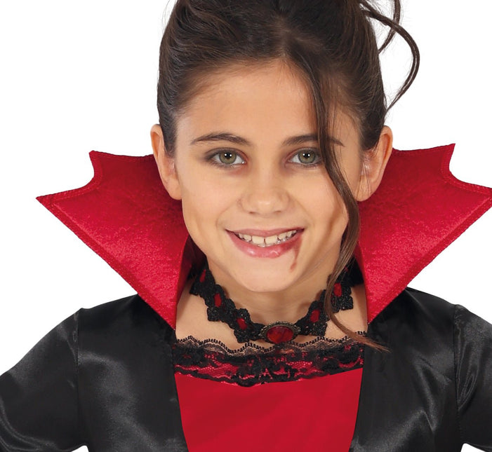 Halloween Kostuum Zwart Rood Meisje Vampier Lang van Fiestas Guirca koop je bij Partywinkel