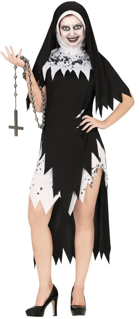 Halloween Kostuum Zwart Wit Dames Non van Fiestas Guirca koop je bij Partywinkel