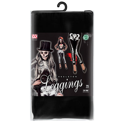 Halloween Legging Zwart Wit Skelet van Widmann koop je bij Partywinkel