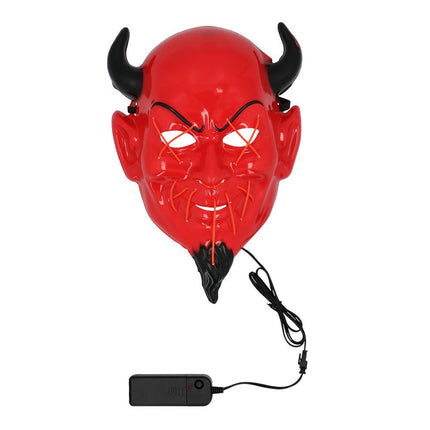 Halloween Masker Rood Zwart Duivel van Boland koop je bij Partywinkel