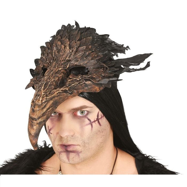 Halloween Masker Snavel Met Veren van Fiestas Guirca koop je bij Partywinkel