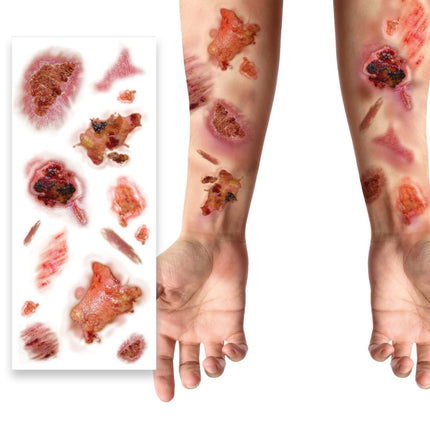 Halloween Nep Tattoos Geïnfecteerde Wonden 30cm van Fiestas Guirca koop je bij Partywinkel