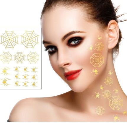 Halloween Nep Tattoos Goud Spinnenwebben van Fiestas Guirca koop je bij Partywinkel