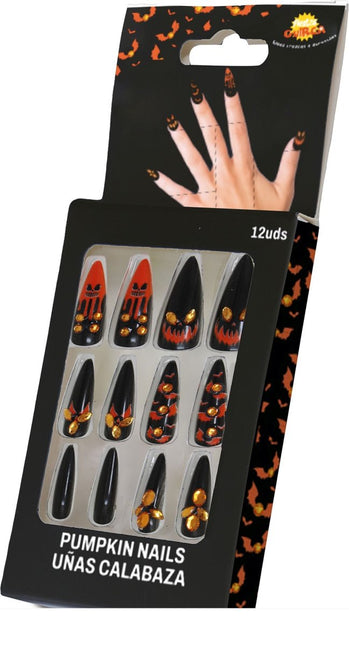 Halloween Nepnagels Zwart Oranje van Fiestas Guirca koop je bij Partywinkel