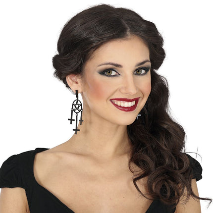Halloween Oorbellen Kruis 8cm van Fiestas Guirca koop je bij Partywinkel