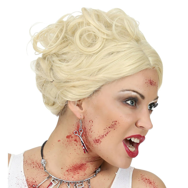 Halloween Oorbellen Schaar Met Bloed van Widmann koop je bij Partywinkel