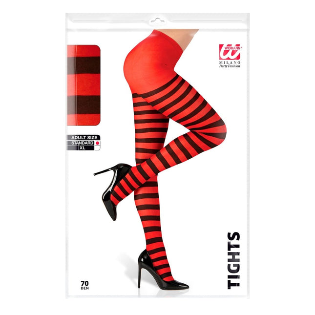 Halloween Panty Zwart Rood Gestreept van Widmann koop je bij Partywinkel