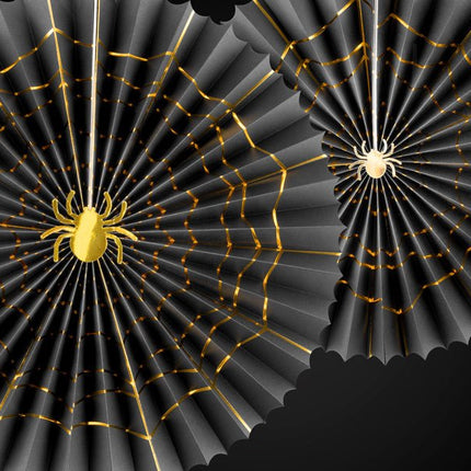 Halloween Papieren Waaiers Set 32 - 40cm 2 delig van Partydeco koop je bij Partywinkel