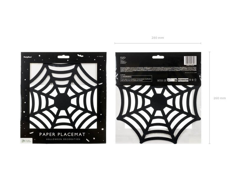 Halloween Placemats Spinnenweb 27,5cm 4st van Partydeco koop je bij Partywinkel