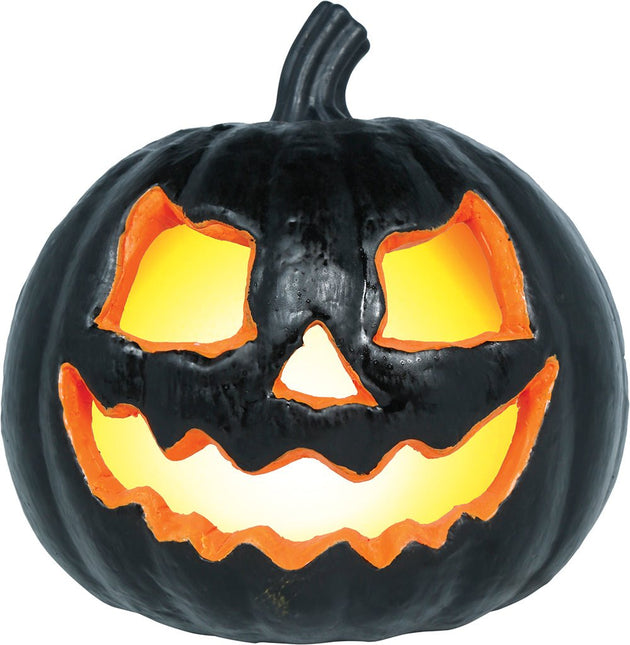 Halloween Pompoen Zwart Met Licht 20cm van Fiestas Guirca koop je bij Partywinkel