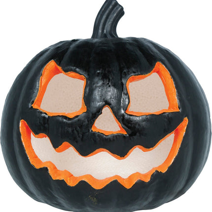 Halloween Pompoen Zwart Met Licht 20cm van Fiestas Guirca koop je bij Partywinkel