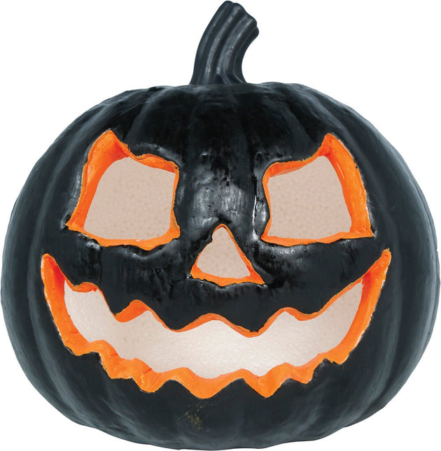 Halloween Pompoen Zwart Met Licht 20cm van Fiestas Guirca koop je bij Partywinkel