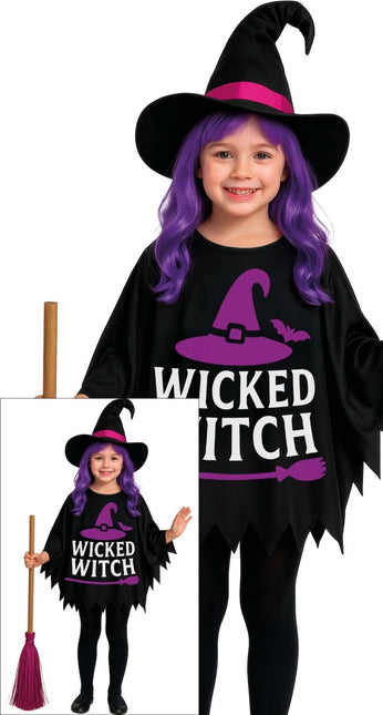 Halloween Poncho Kind Heks van Fiestas Guirca koop je bij Partywinkel