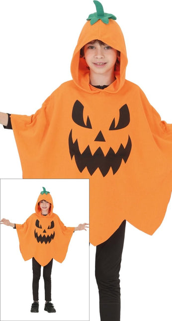 Halloween Poncho Kind Pompoen van Fiestas Guirca koop je bij Partywinkel