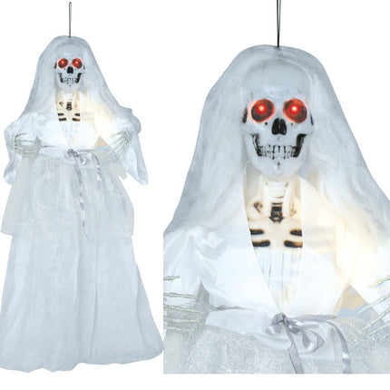 Halloween Pop Skelet Bruid Met Licht En Geluid 90cm van Fiestas Guirca koop je bij Partywinkel