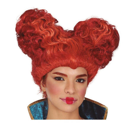 Halloween Pruik Bruin Hartvormige Middeleeuwse Krullen van Fiestas Guirca koop je bij Partywinkel