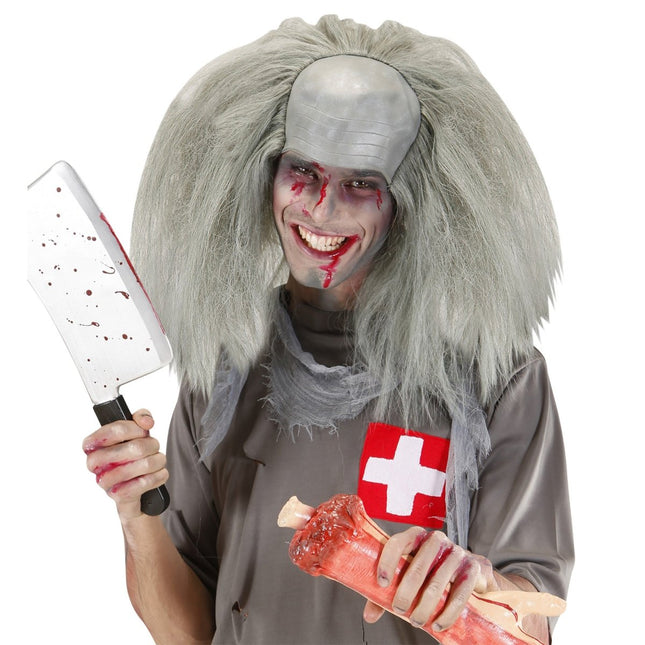 Halloween Pruik Grijs Zombie Kaal van Widmann koop je bij Partywinkel