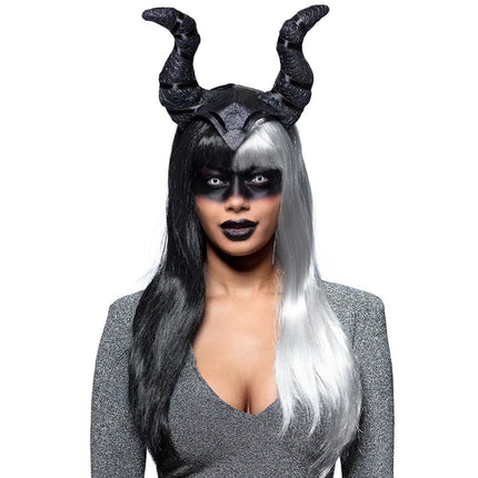 Halloween Pruik Grijs Zwart van Boland koop je bij Partywinkel