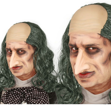 Halloween Pruik Kaal Met Lang Grijs Haar van Fiestas Guirca koop je bij Partywinkel